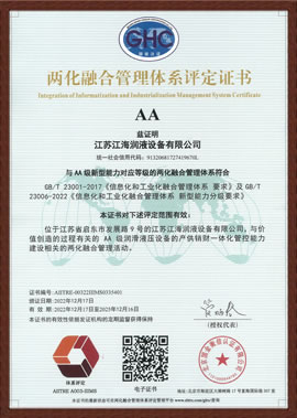 獲得兩化融合管理體系評(píng)定AA證書